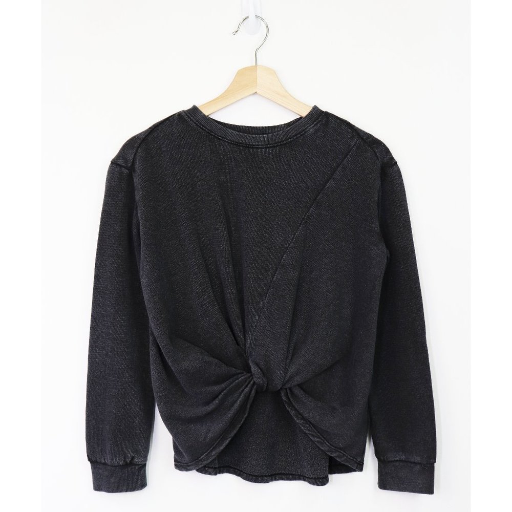 NEW Z by Zella Farrah Twist Front Pullover Sweatshirt Long Sleeve Washed…